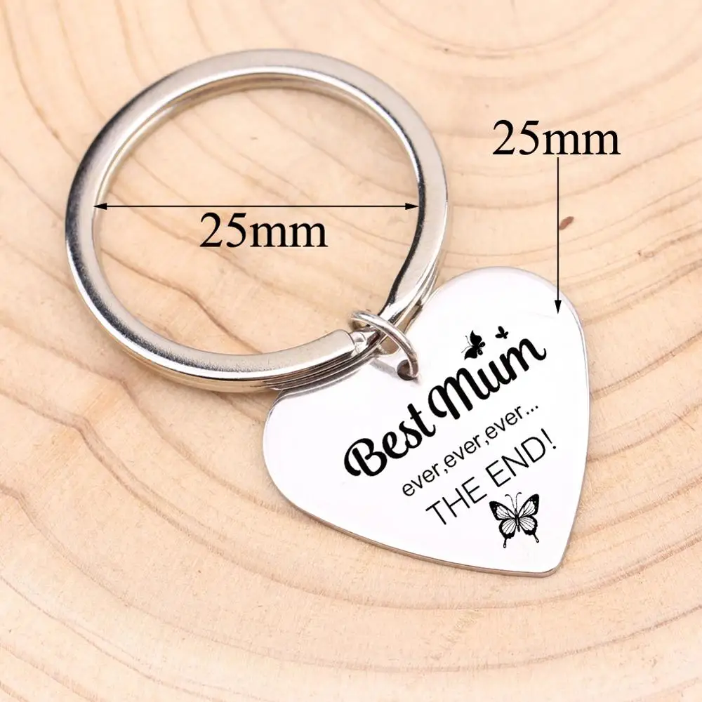 Best Mum Ever The End Keychain Gift To Mom Women Trendy Jewelry Keyring Heart Shaped Pendant Birthday Mother's Day Present | Украшения