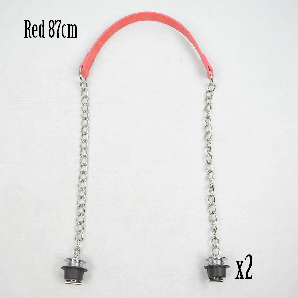 Red Новинка, Tanqu, 1 пара, нубук, плоская, серебряная, длинная, толстая, с одной цепочкой, с пряжкой, серебряные винты для Obag, O сумка, ручки для женской сумки - Color: Red