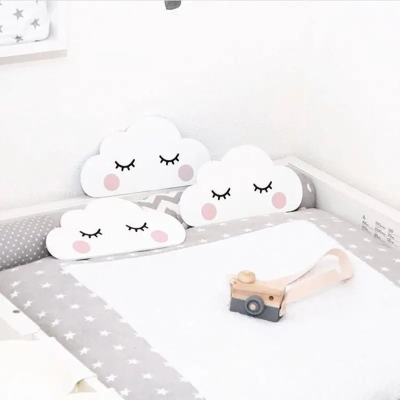 

23*15cm Decorative Rabbit Clouds Wall Stickers Children Kids Baby Bedroom Wall Sticker Home Decoration Wall Stickers Wooden-Plas