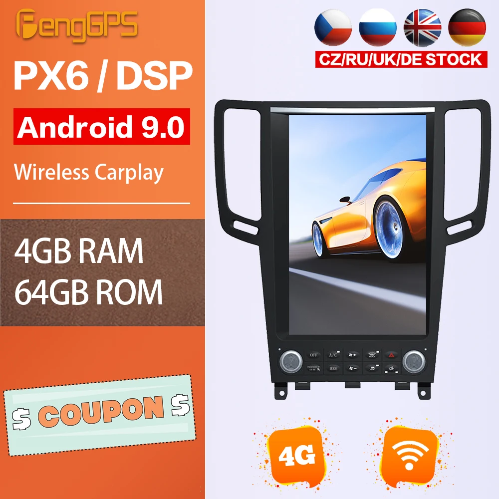 

DVD-плеер для Infiniti G37 G25 G35 2008-2014 Android Multimeida AM FM-радио GPS-навигация автомобильное стерео головное устройство сенсорный экран PX6