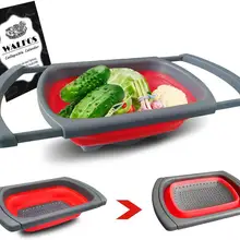 WALFOS Food Grade Collapsible Silicone Fruit Vegetable Strainer Sink Wash Basket Kitchen Cooking Basket Strainer Gadget WALFOS Food Grade Collapsible Silicone Fruit Vegetable Strainer Sink Wash Basket Kitchen Cooking Basket Strainer Gadget