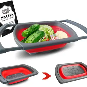 walfos food grade collapsible silicone fruit vegetable strainer sink wash basket kitchen cooking basket strainer gadget free global shipping