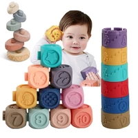 baby building blocks learning early education toys newborn soft 3d touch handing balls rubber bath cube squeeze baby toy kids