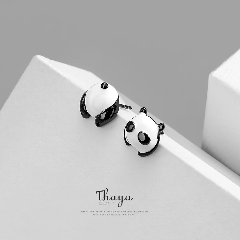 Thaya Lucky Cute Panda серьги-клипс Серебро 925 дизайн история ювелирных изделий для женщин элегантный подарок