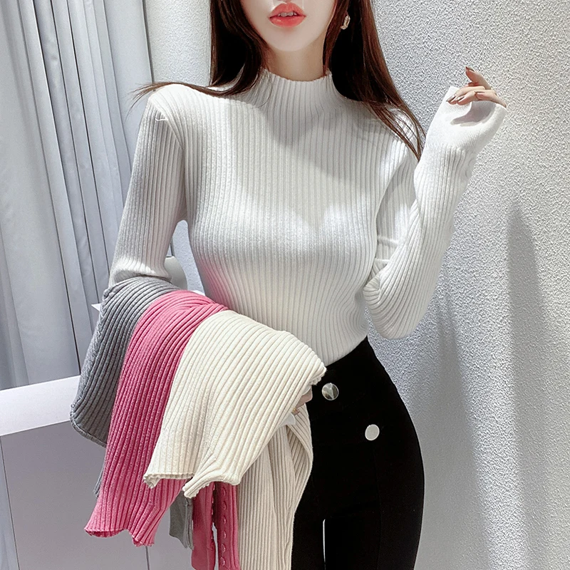 

Knit Pullover Autumn Sweater Women Knitted Long Sleeve Winter Sweater Women Slim Vintage Sweate Office Lady Brown Sweater