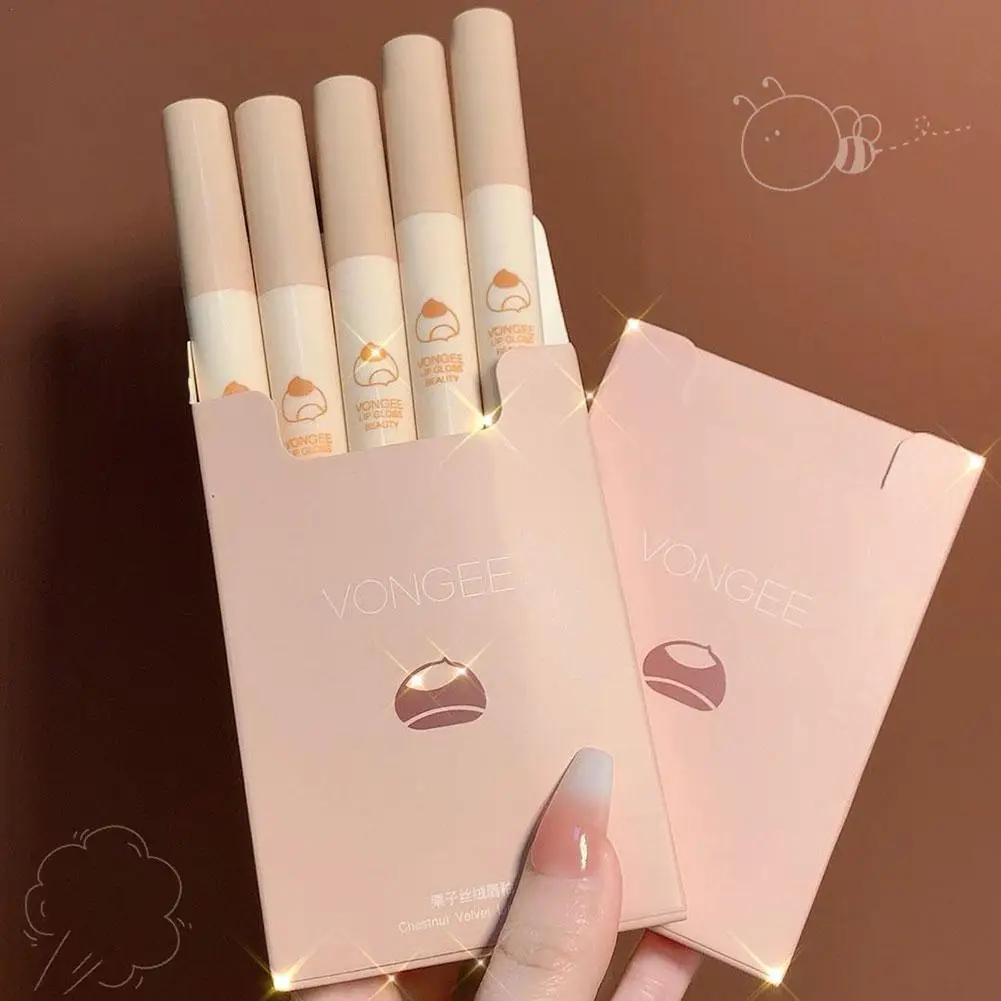 

5Pcs Chestnut Lipstick Set Matte Velvet Mist Lip Glaze Waterproof Long Lasting Makeup Not Easy To Fade Lip Gloss Cosmetic