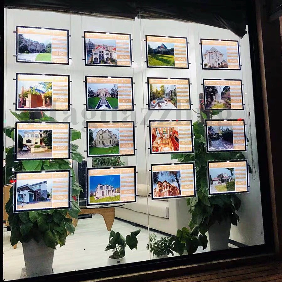 16 единиц A4 с одной стороны СВЕТОДИОДНЫЙ освещения окна Дисплей Наборы акриловая