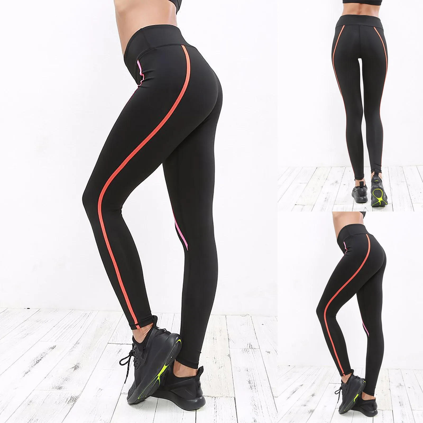 

Women's Stitching Color-blocking Yoga Pants Hip Lift Fitness Exercise Tights Slimming Buttocks Leggings A20