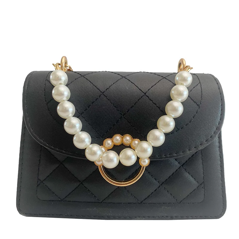 

Women's Shoulder Strap Handbag 2021 Summer Lingge Pearl Chain Handle Fashion Shoulder Crossbody Multiple Colour Underarm Bag