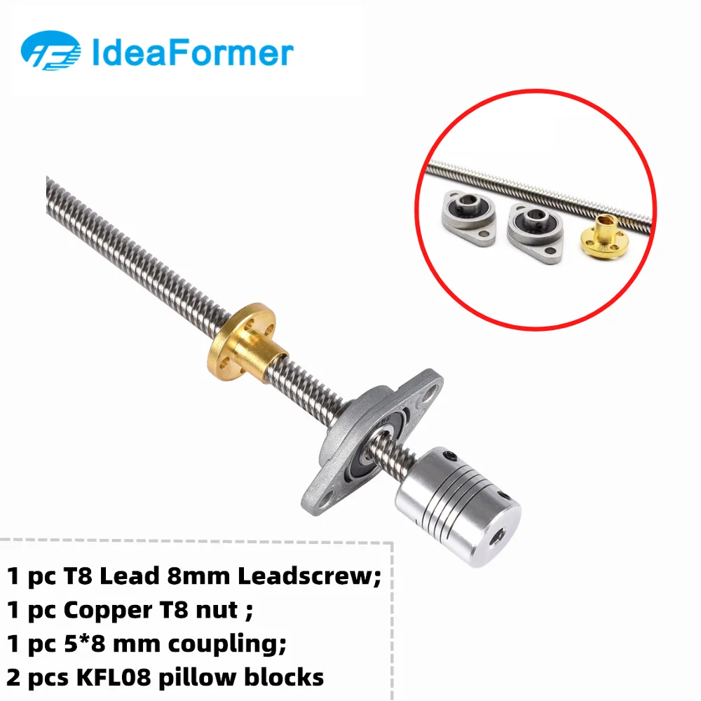 1 компл. Reprap вал T8 Lead8 детали для 3D принтера Acme резьбовой стержень CNC свинцовый винт