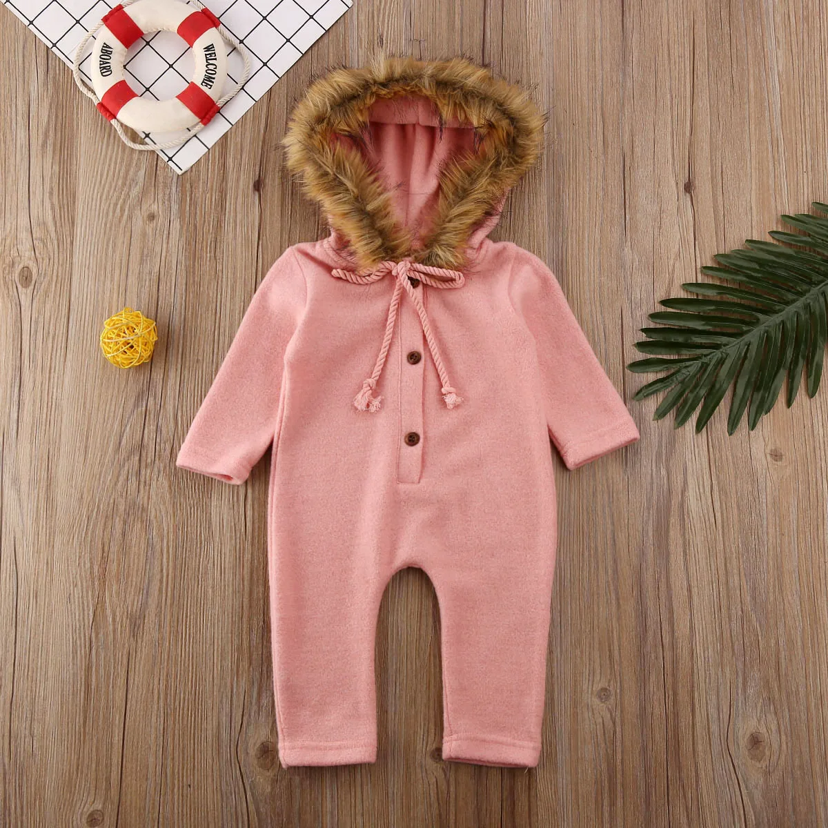Теплый комбинезон с капюшоном для новорожденных мальчиков и девочек на осень