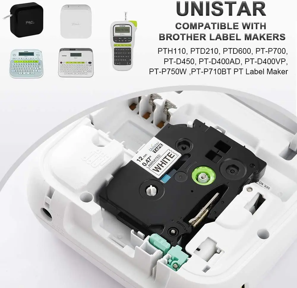 Unistar 5 шт. Φ комбинированный набор совместимый с Brother P-touch Tape 12 мм 231 цветная