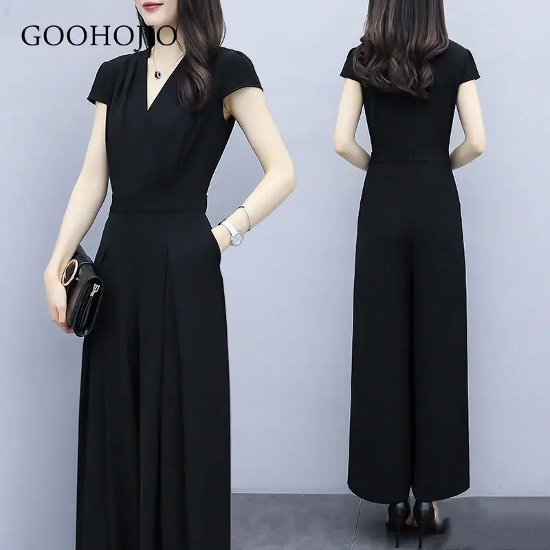 

GOOHOJIO 2021 Spring Autumn New High Waist Solid Color Women Jumpsuits Loose Jumpsuit Ladies Streetwear Casual Rompers Womens