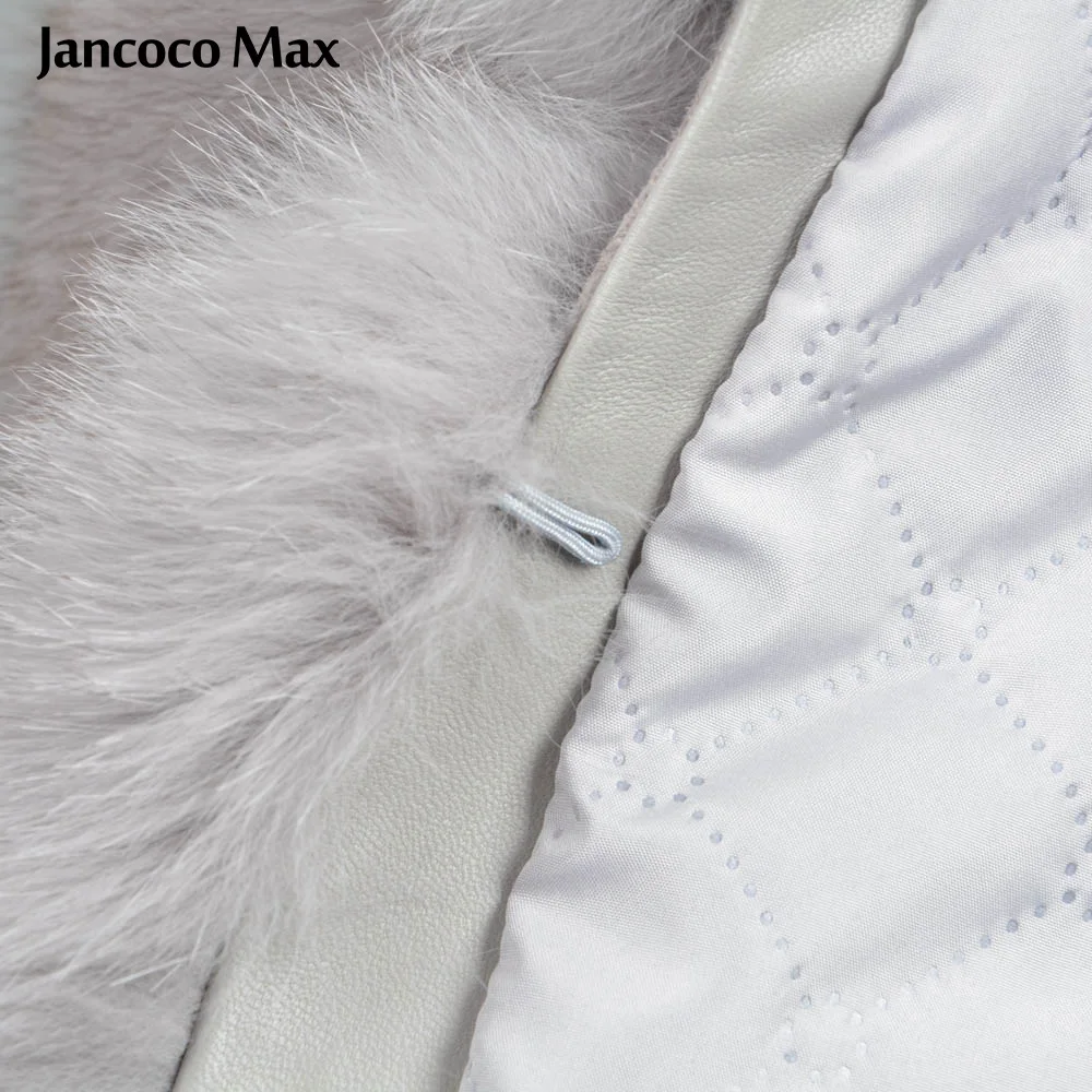 Jancoco Max Женская Шуба из натурального Лисьего меха Зимняя теплая Модная Верхняя