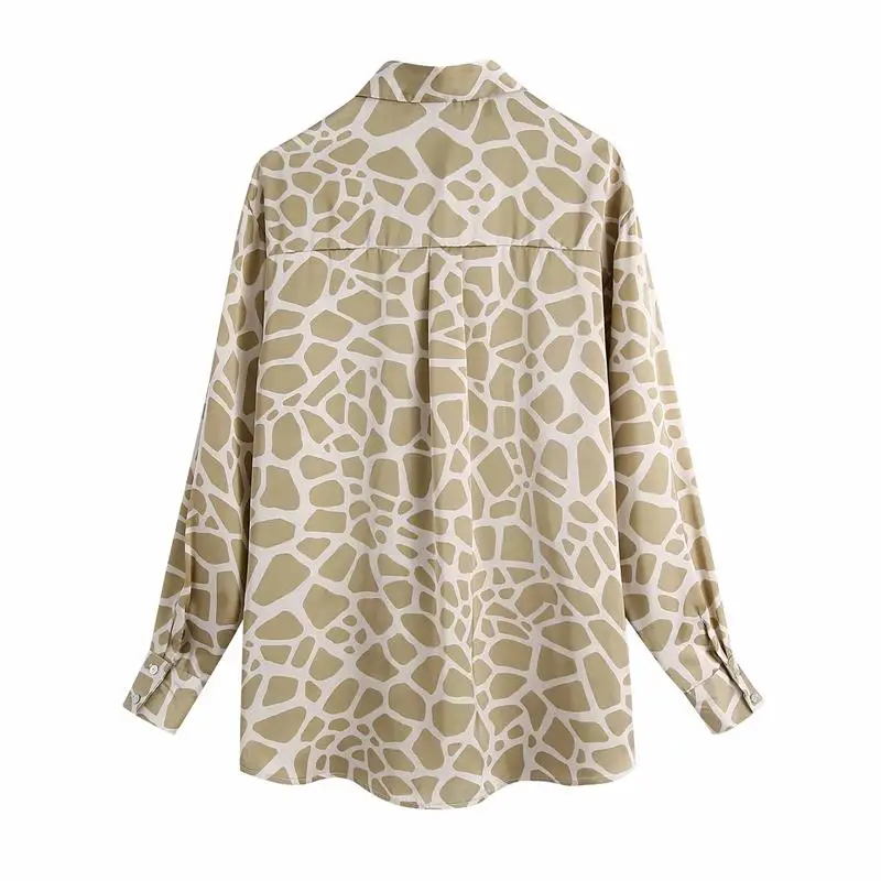 

Spring Summer ZA Women Blouses Leopard Printed Shirt Office Fashion Lady Female Tops Single Breasted Turn Down Collar Blouses