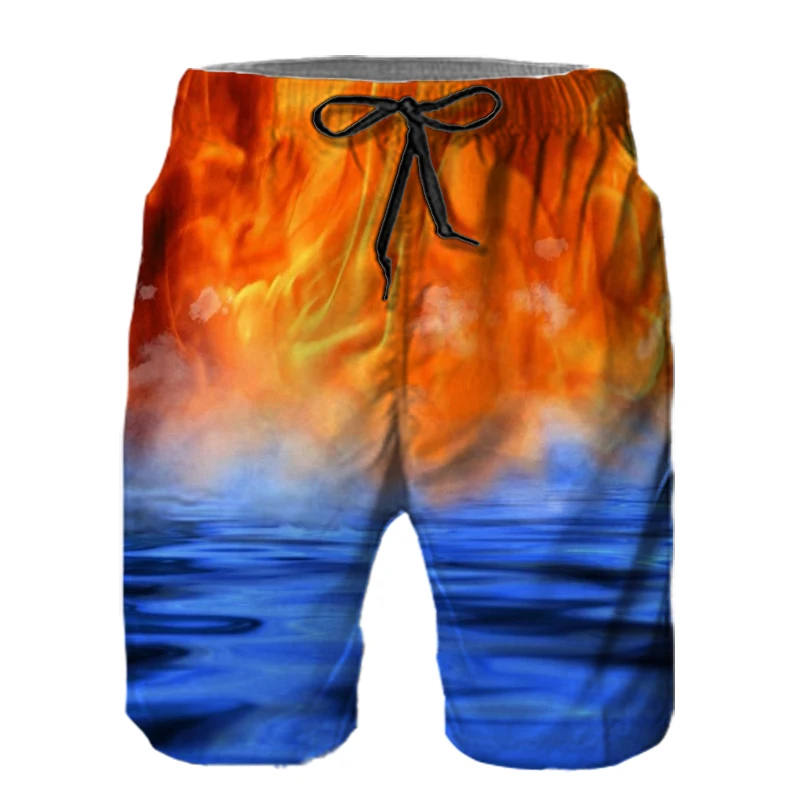 

Fire Graphic Beach Shorts For Men 3D Pattern Ice Boardshorts Men/Women Short Pants