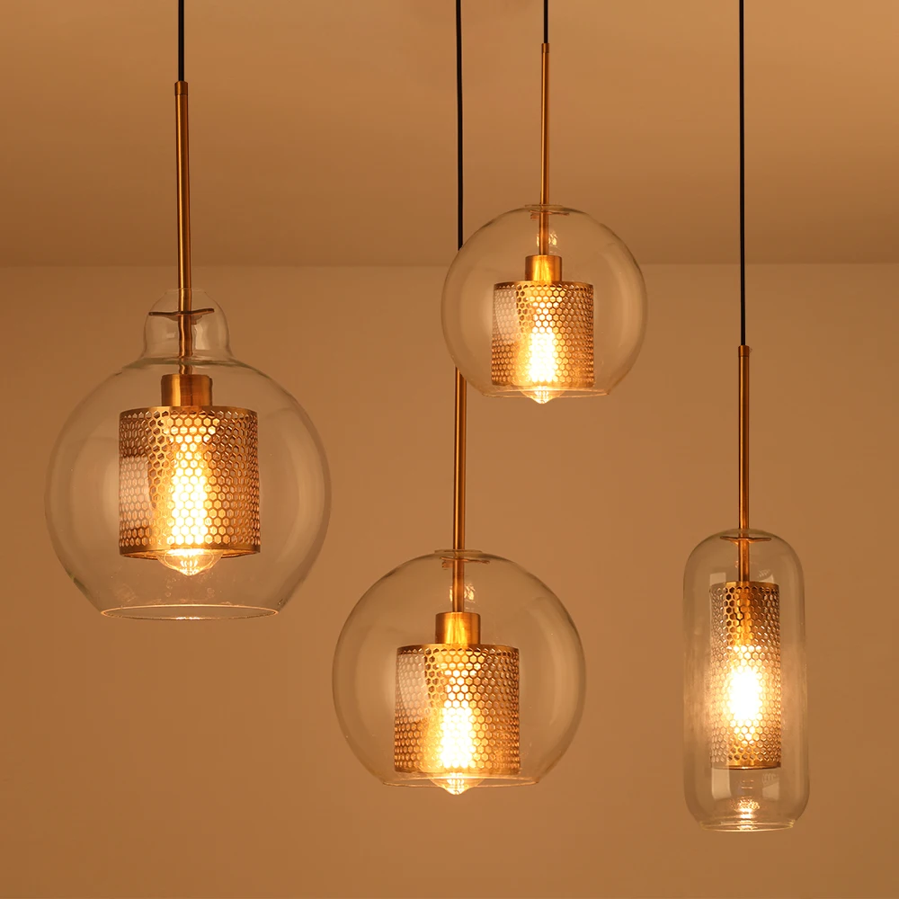 Lámpara colgante de vidrio retro moderna, Lámpara colgante de restaurante, cordón colgante, lámparas para escaleras de diseño creativo