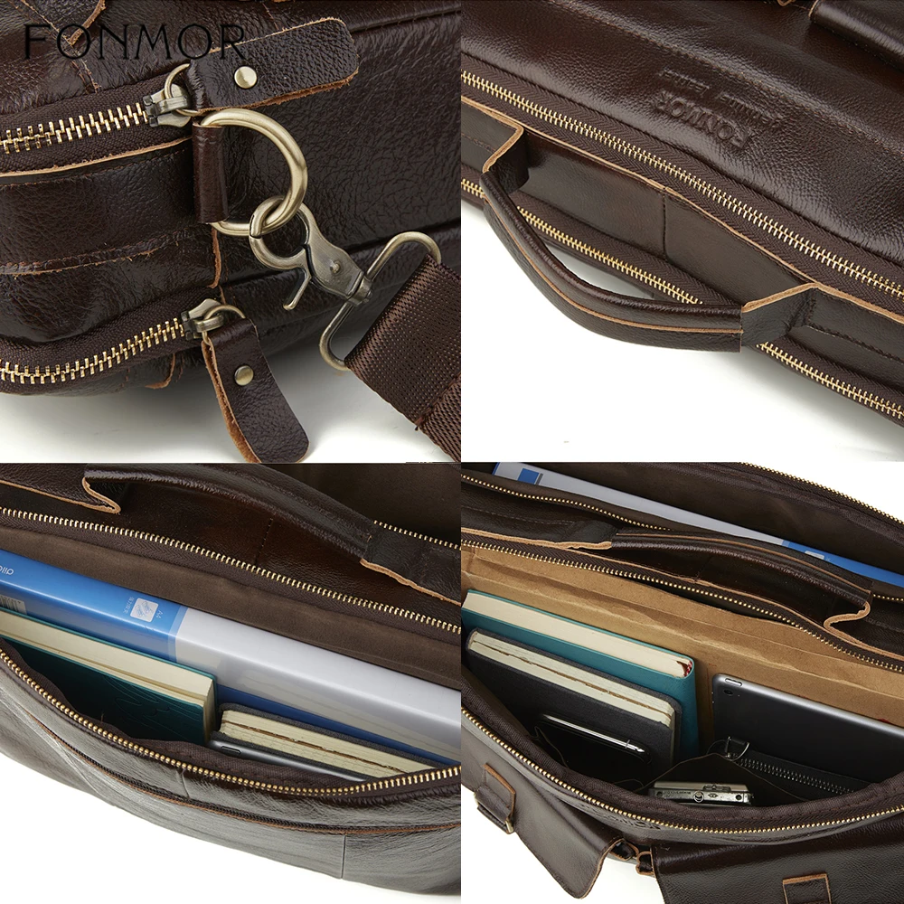 Новый мужской портфель Fonmor из 100% воловьей кожи большая сумка тоут натуральной на