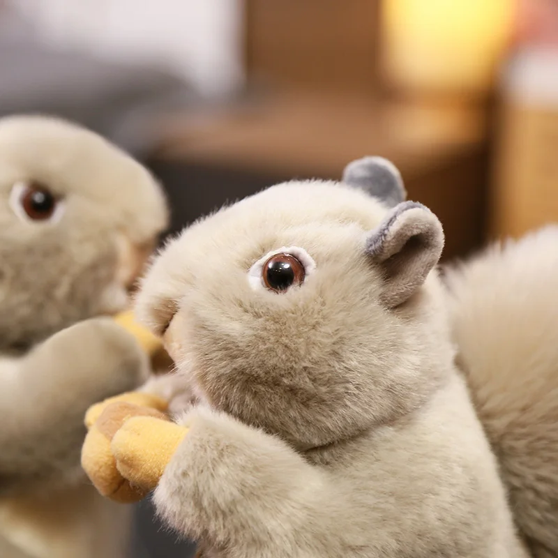 NewSimulation Squirrel Plush Toys Lovely Soft Ferret Fleece Animal Dolls Stuffed Pillow Kids Birthday Toy images - 6