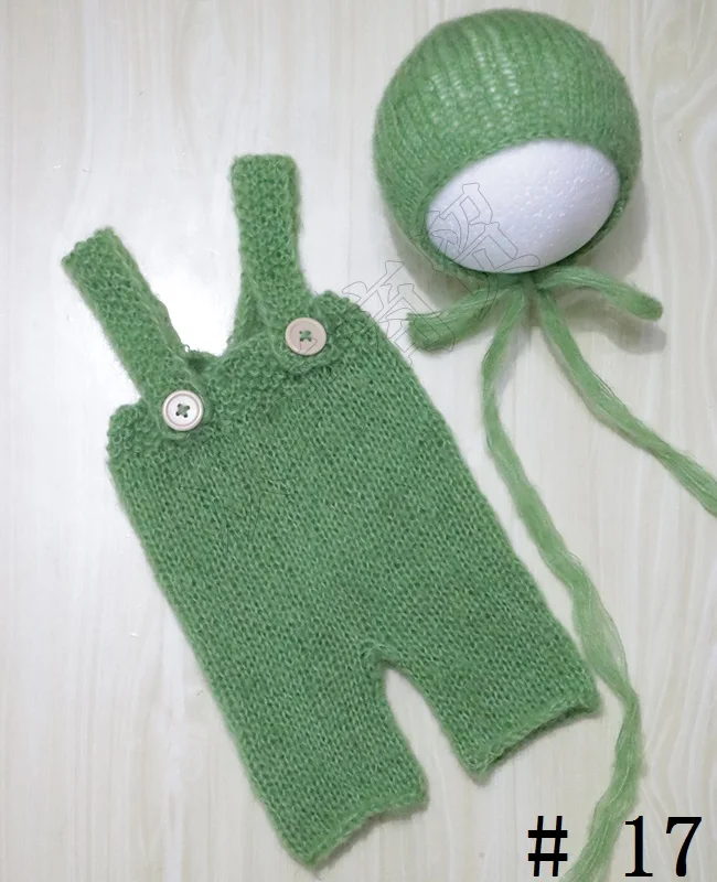 Для новорожденных комплект из мохер вязаный детский капот и штаны реквизит для