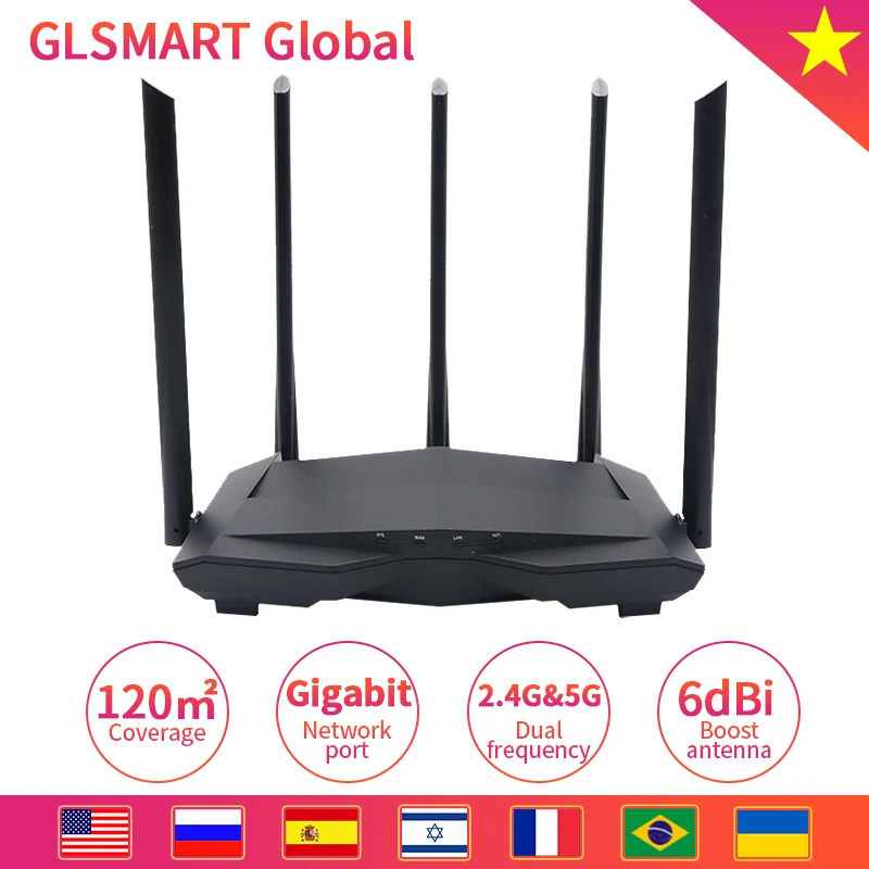 GLC11 AC1200M WiFi маршрутизатор с 2 4G/5 8 Ghz 5 * 6dBi антенны высоким коэффициентом усиления