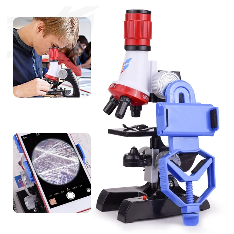 

Microscope Kit Lab with Phone Holder LED School Science Educational Toy Gift Refined Biological Microscope for Kids Gift