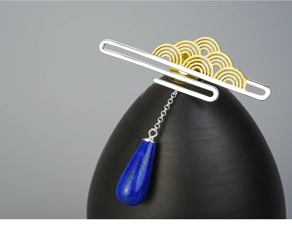 Lotus Fun реальные 925 пробы серебро Натуральный камень ручной работы Fine Jewelry Восточный элемент мира облака брошь для Для женщин милый подарок
