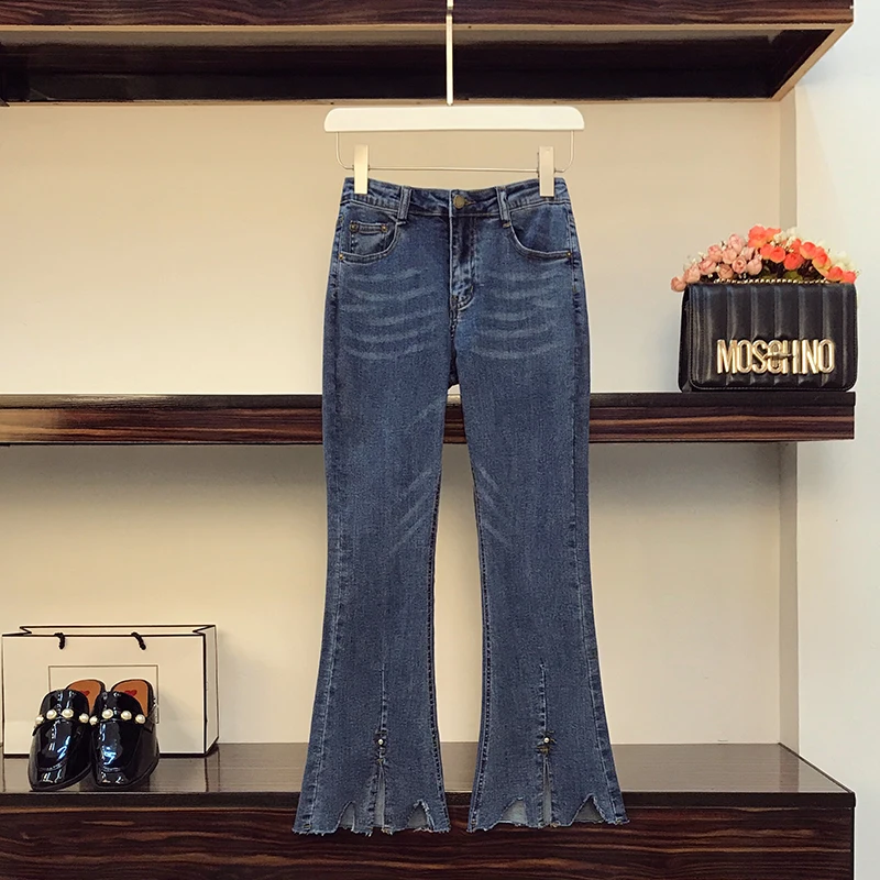 Женский офисный костюм размера плюс 4XL Цветочная рубашка и джинсовые брюки