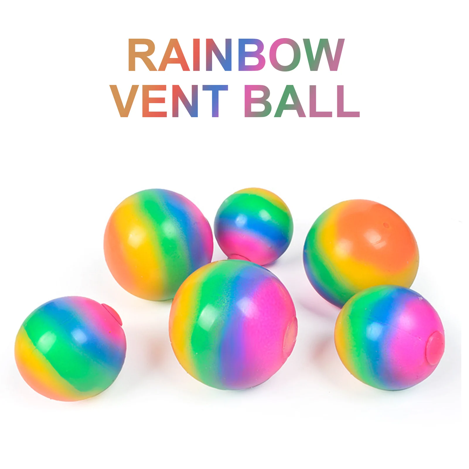 Pelotas antiestr&eacute;s para ni&ntilde;os y adultos, juguete blando para apretar, TPR, Color arco&iacute;ris, 7/9CM-0