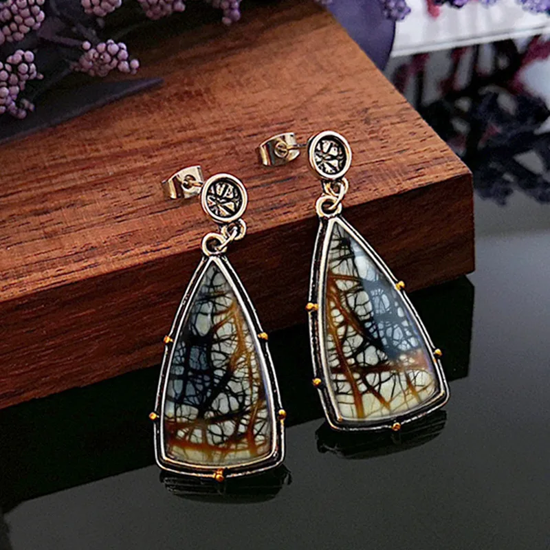 

Vintage Female Drop Earrings Charm Silver Color Dangle Earrings For Women Elegant Bride Long Wedding Earrings