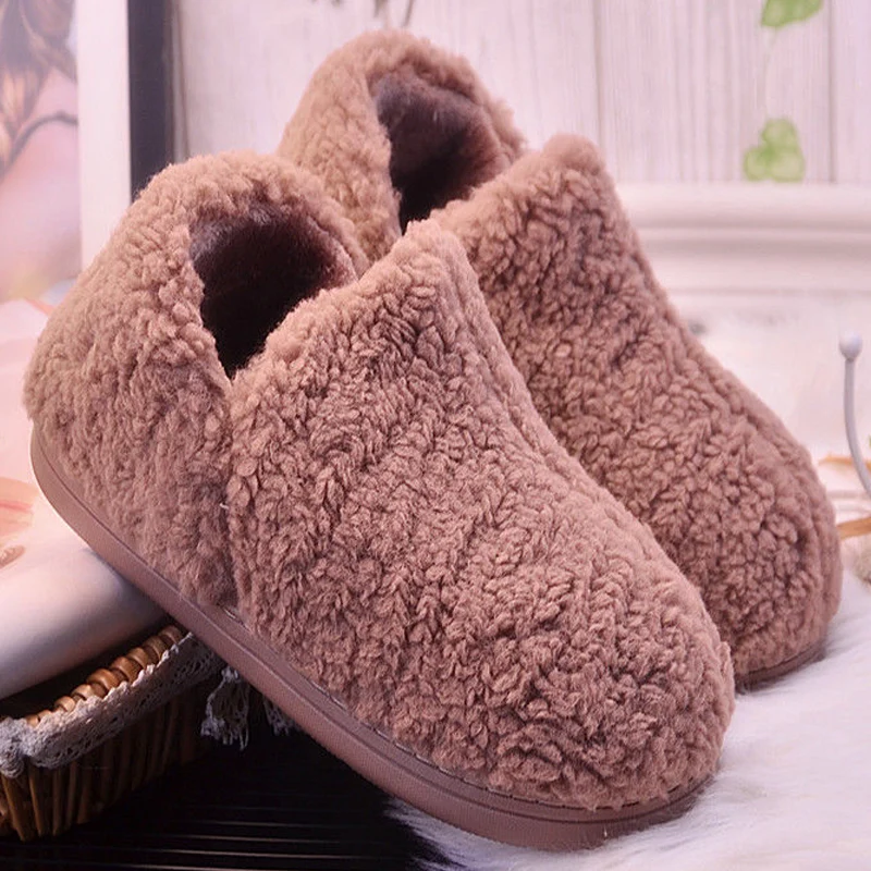 

Home Slippers for Men Women Winter Furry Short Plush Slippers Non Slip Bedroom Slippers Couple Plus Size Soft Indoor Shoes Male