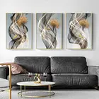 Роскошная Картина на холсте с золотыми линиями, скандинавский Декор для дома, настенный плакат с оленем и абстрактное минималистское искусство для гостиной, дизайн