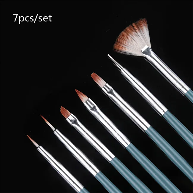 7pcs powder brush Ur Sugar 5 мл Искрящийся 3 в 1 погружающийся порошок для ногтей акриловый порошок для вырезания наращивание ногтей Блестящий Порошок Dip порошок для ногтей - Цвет: 7pcs powder brush