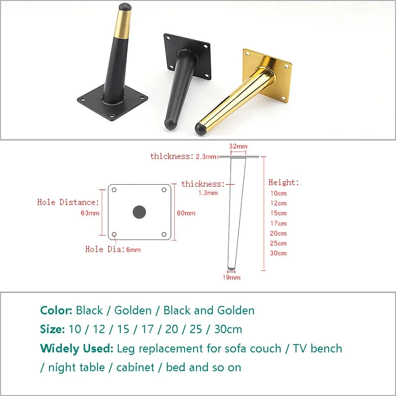 

Metal Furniture Legs,Furniture Feet Leg for Nightstand,Desk,Sofa,Cabinet,Bed,Cupboard,Dresser with Rubber Floor Protectors 4PCS