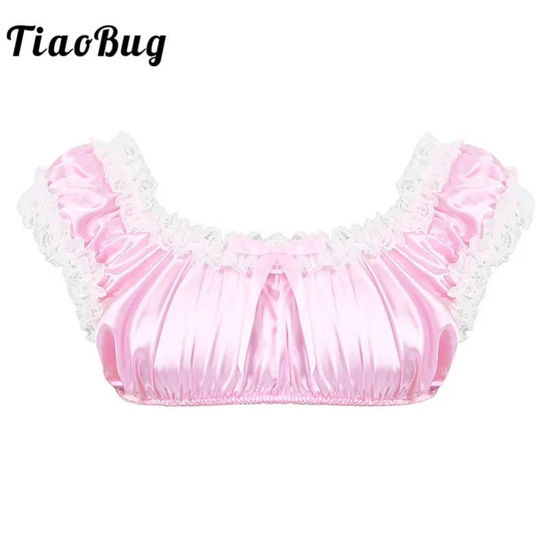 Мужские кросс повязки TiaoBug мини топы гладкое атласное белье глубокий вырез без