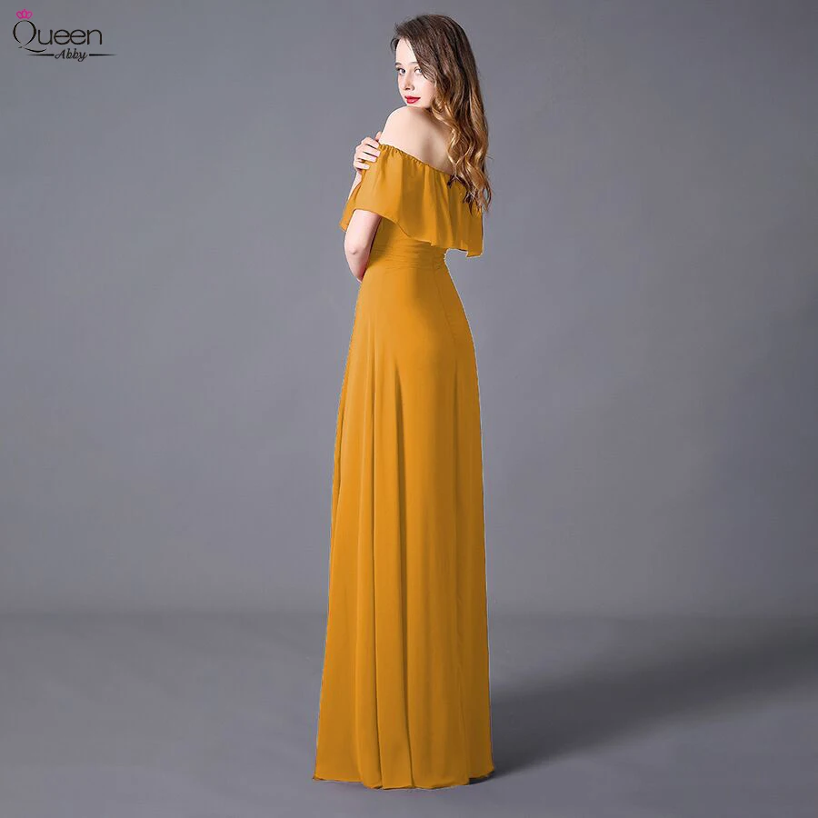 Вечерние платья больших размеров с разрезом спереди и длинными оборками