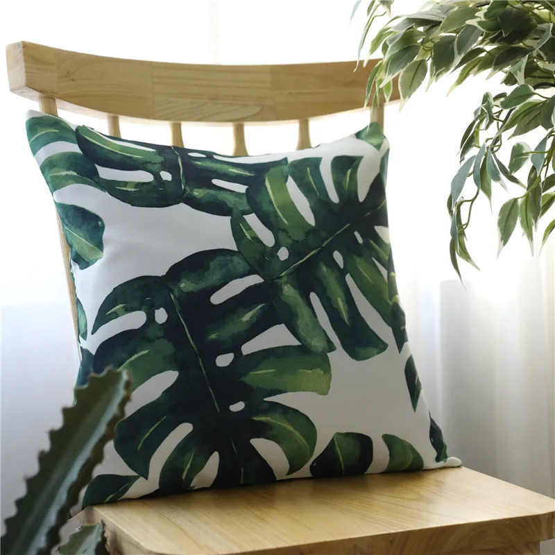 Green 45x45 см/60x60 см полиэстер хлопок Тропическое растение Monstera наволочка машина диван гостиная украшения Чехлы для подушек - Цвет: Green