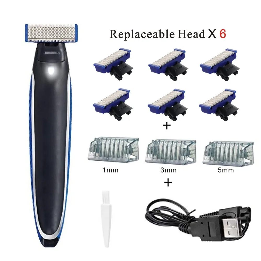 shaver with 6 heads Бритва электрическая моющаяся перезаряжаемая машинка бритва триммер для бороды для мужчин - Цвет: shaver with 6 heads