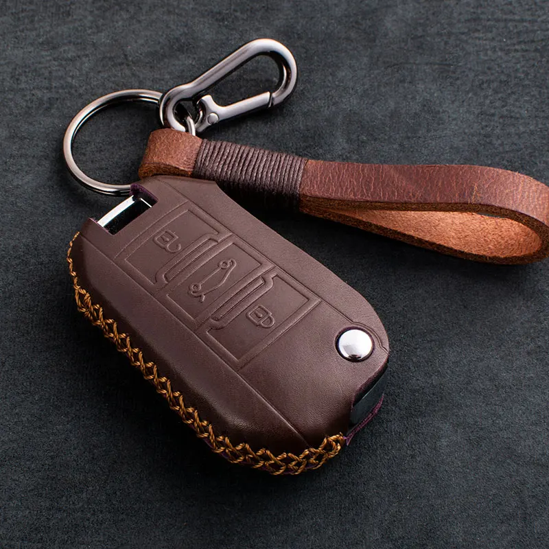 

1 Pcs Genuine Leather Car Key Case Remote Flip Key Cover Bag Holder For Citroen C-Elysee 5.0 C4 C5 C3-XR C-Qurtre C-Elysee