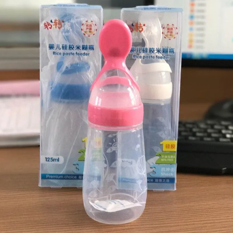 Детская бутылочка для кормления сжатие силиконовая ложка грудничков бутылка