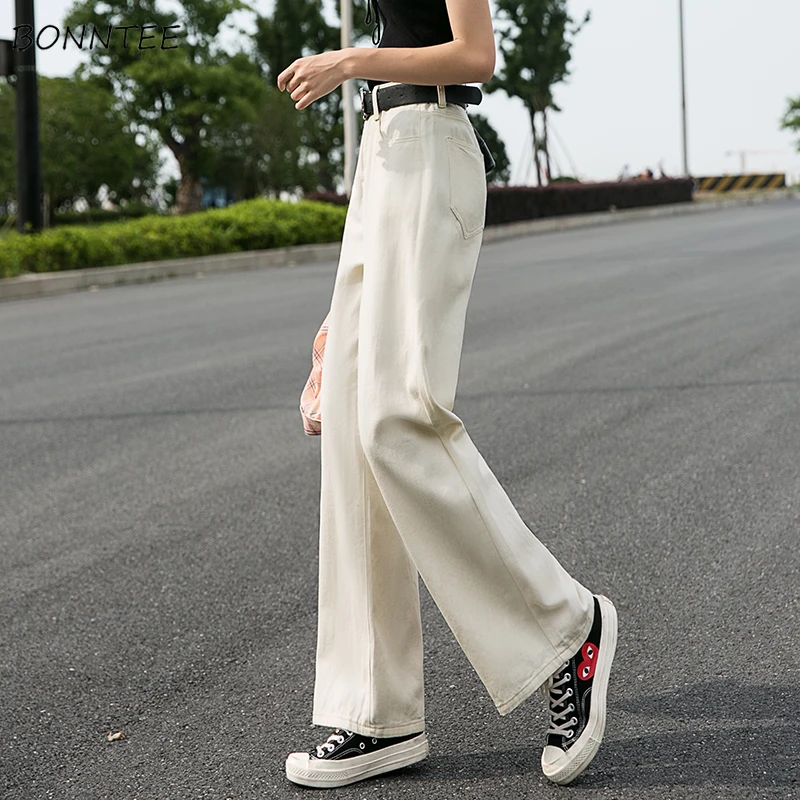 Джинсы женские прямые с завышенной талией элегантные брюки полной длины