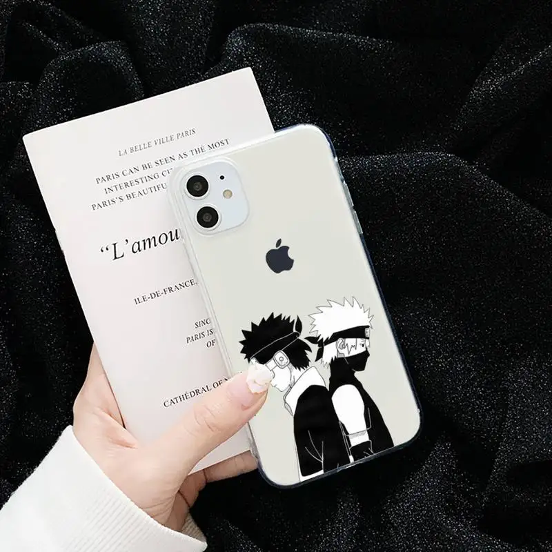 

Anime Naruto Sasuke cute funny Phone Case Transparent for iPhone 6 7 8 11 12 s mini pro X XS XR MAX Plus cover funda shell