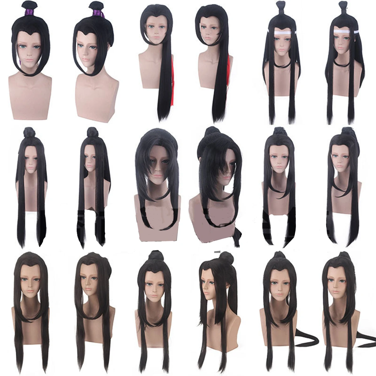 Wei Wuxian Jiangcheng Lan Wangji Wig Cosplay Mo Xuanyu Mo Dao Zu Shi Anime Grandmaster of Demonic Cultivation Cosplay Halloween