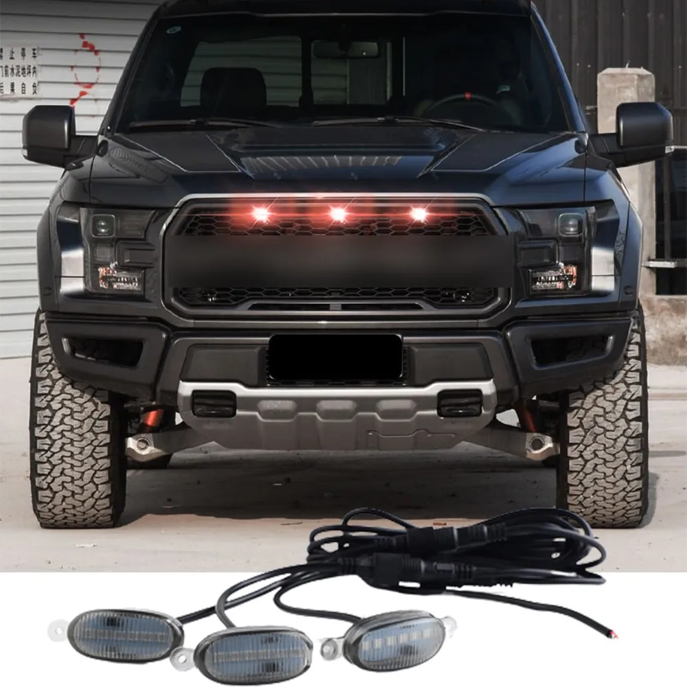 

3Pcs Car Lights Accessories With APP Control ABS Plastic Fit For Car Mid-grid Grille LED Light Raptor Style Grill Trim Truck