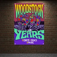 vintage rock music wallpaper wall art 1969s woodstock rock festival banners flags heavy metal poster tapestry hanging cloth