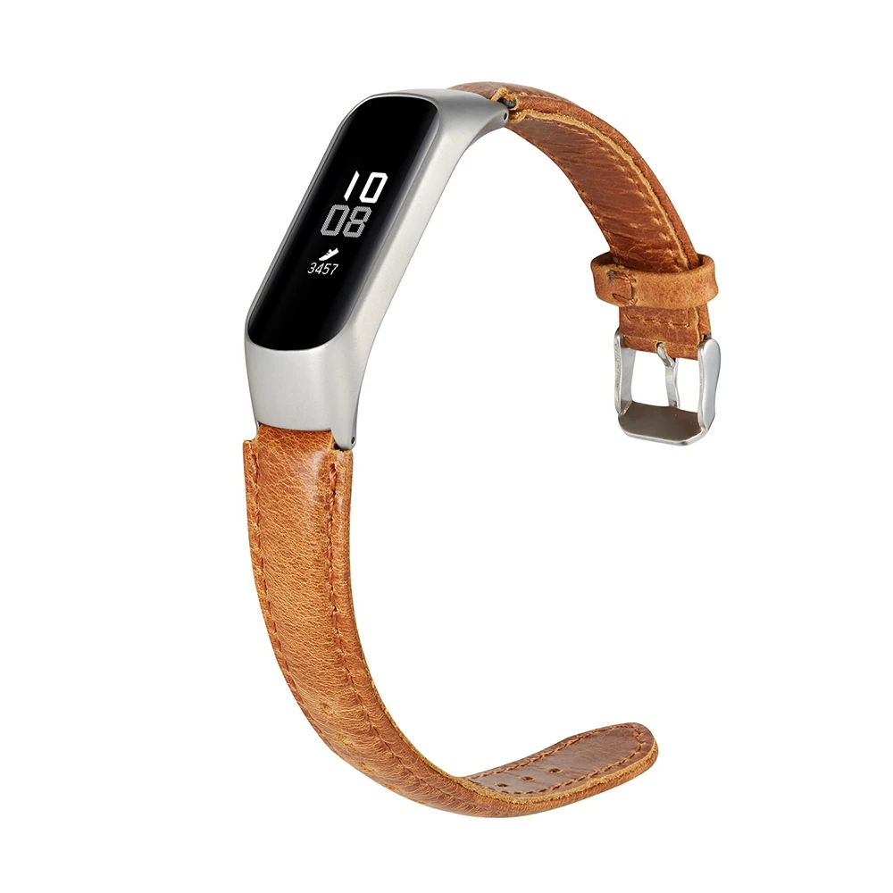 UEBN ремешок из натуральной кожи для Xiaomi mi 3 4 металлический каркас для mi Band 3 4 умный браслет Сменные браслеты