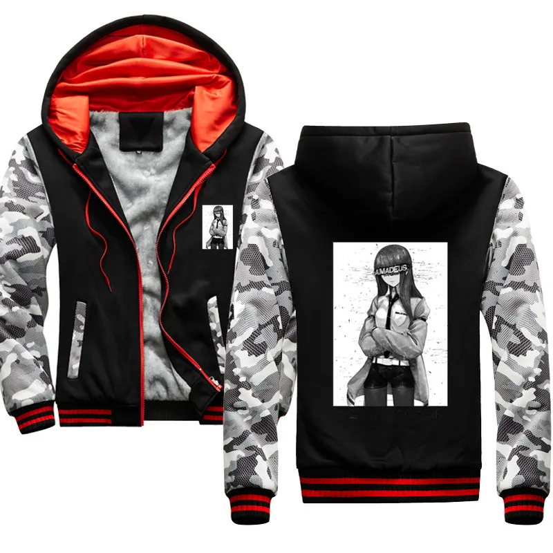 

autumn winter Japanese Anime Steins Gate Hoodie Sweatshirt Kawaii Men Harajuku Zipper Jacket Sweatshirt