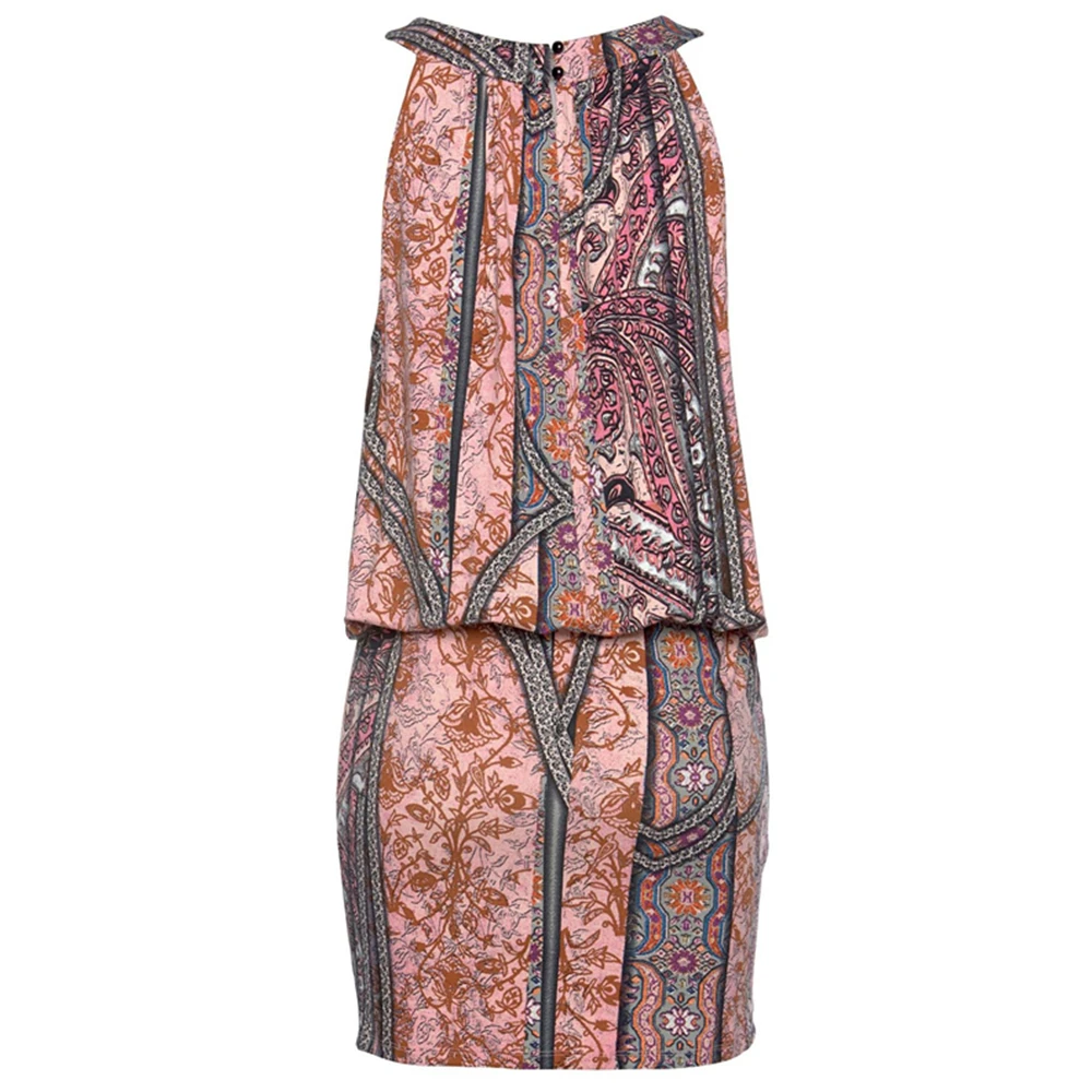 Платье женское с принтом пейсли Пляжное облегающее мини-платье круглым вырезом