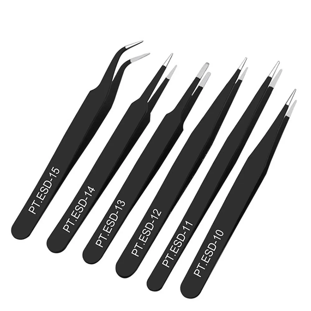 6 шт. антистатические пинцеты из нержавеющей стали|Промышленные пинцеты| |