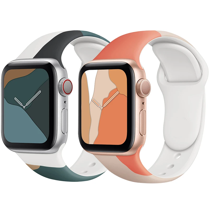 Ремешок силиконовый для Apple Watch Band 44 мм 40 38 42 резиновый спортивный браслет смарт